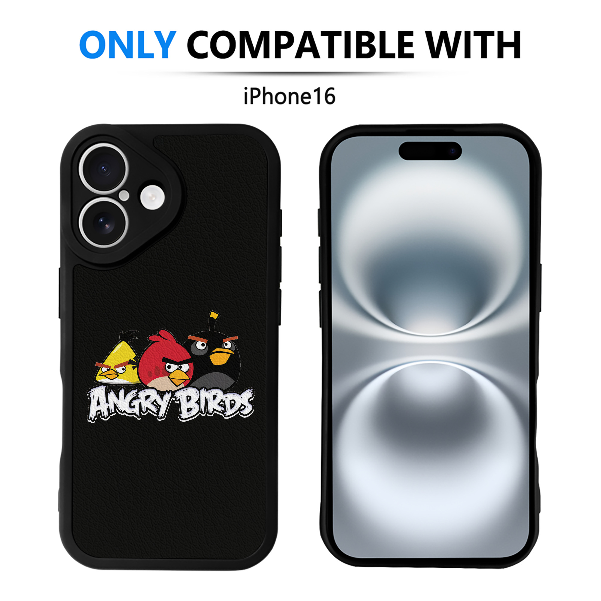 （画像用） Angry Birds アングリーバード 【iPhone 16シリーズ対応】シリコンスマホケース（レザー調） 材質：シリコン